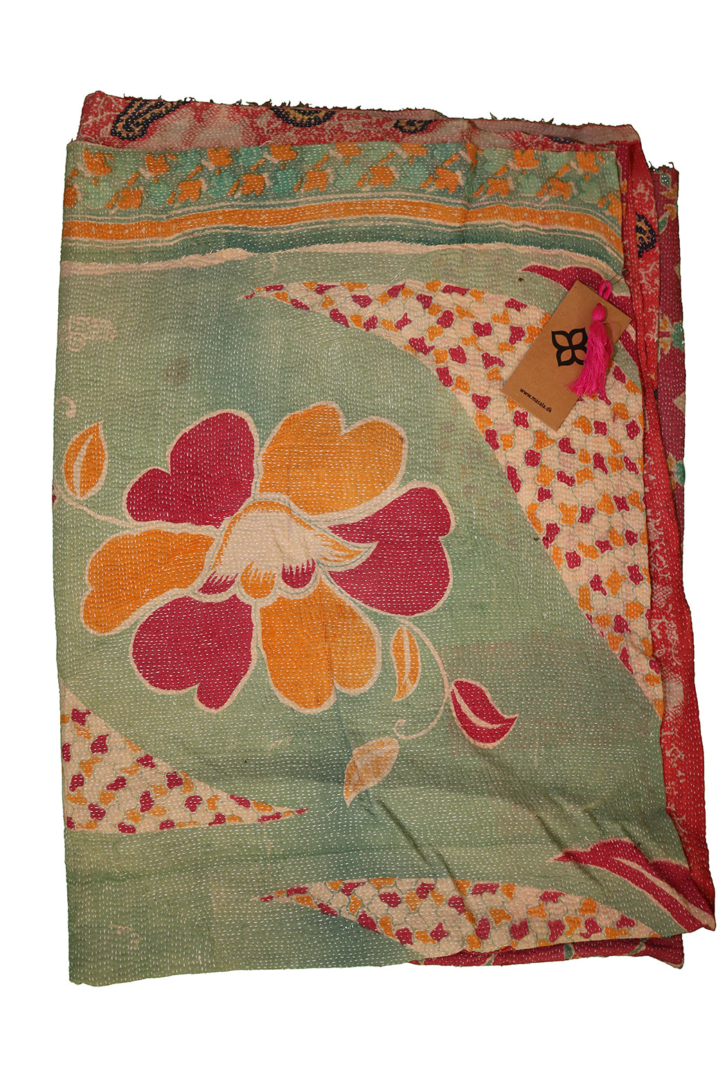 Kantha vintage tæppe ca 140x210 cm, bomuld
