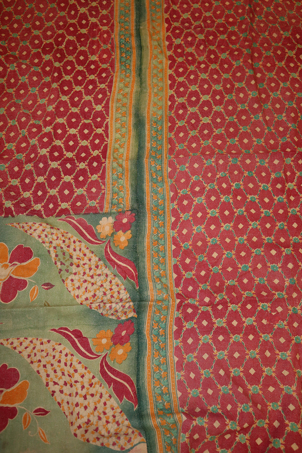 Kantha vintage tæppe ca 140x210 cm, bomuld