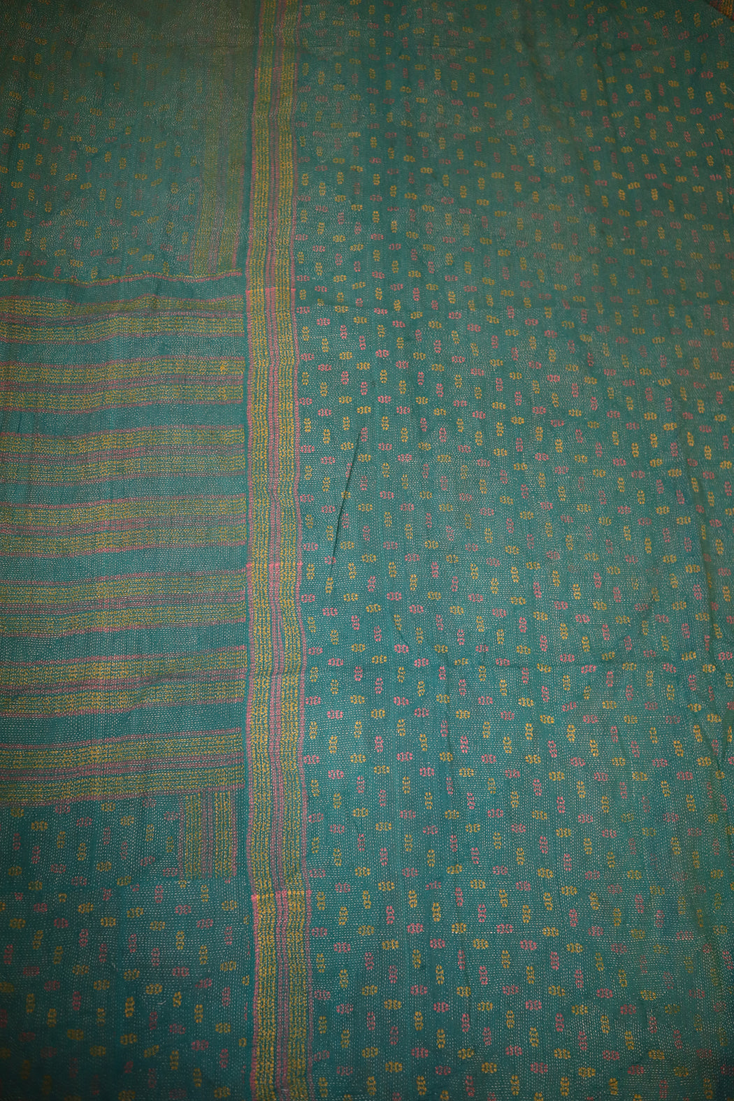 Kantha vintage tæppe ca 140x210 cm, bomuld