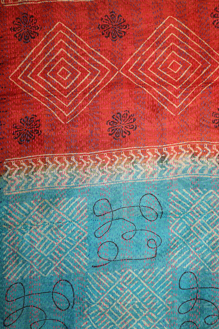 Sari kantha silk scarf 40*190 cm