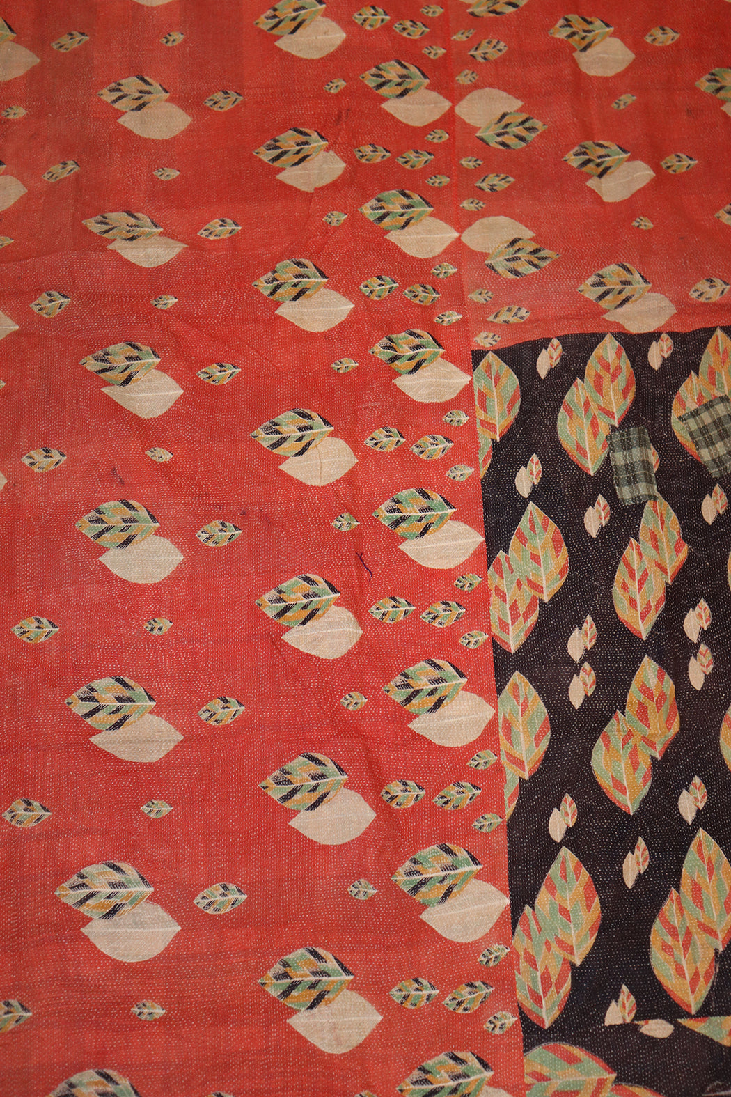 Kantha vintage tæppe ca 140x210 cm, bomuld