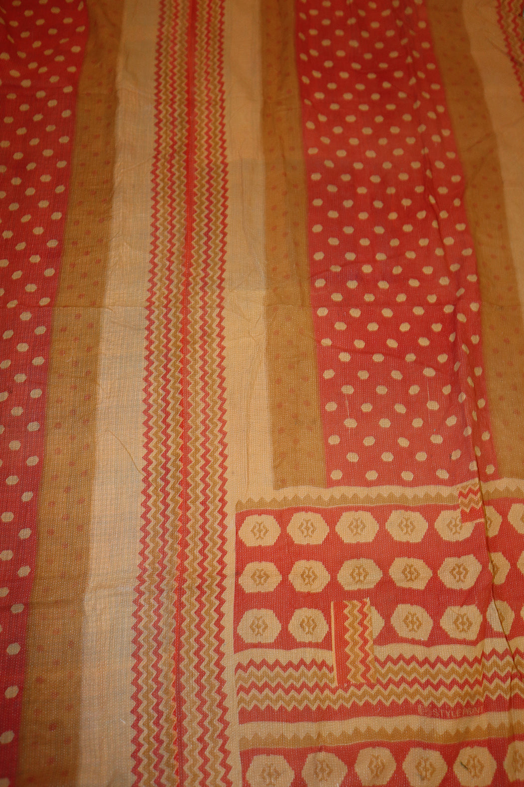 Kantha vintage tæppe ca 140x210 cm, bomuld