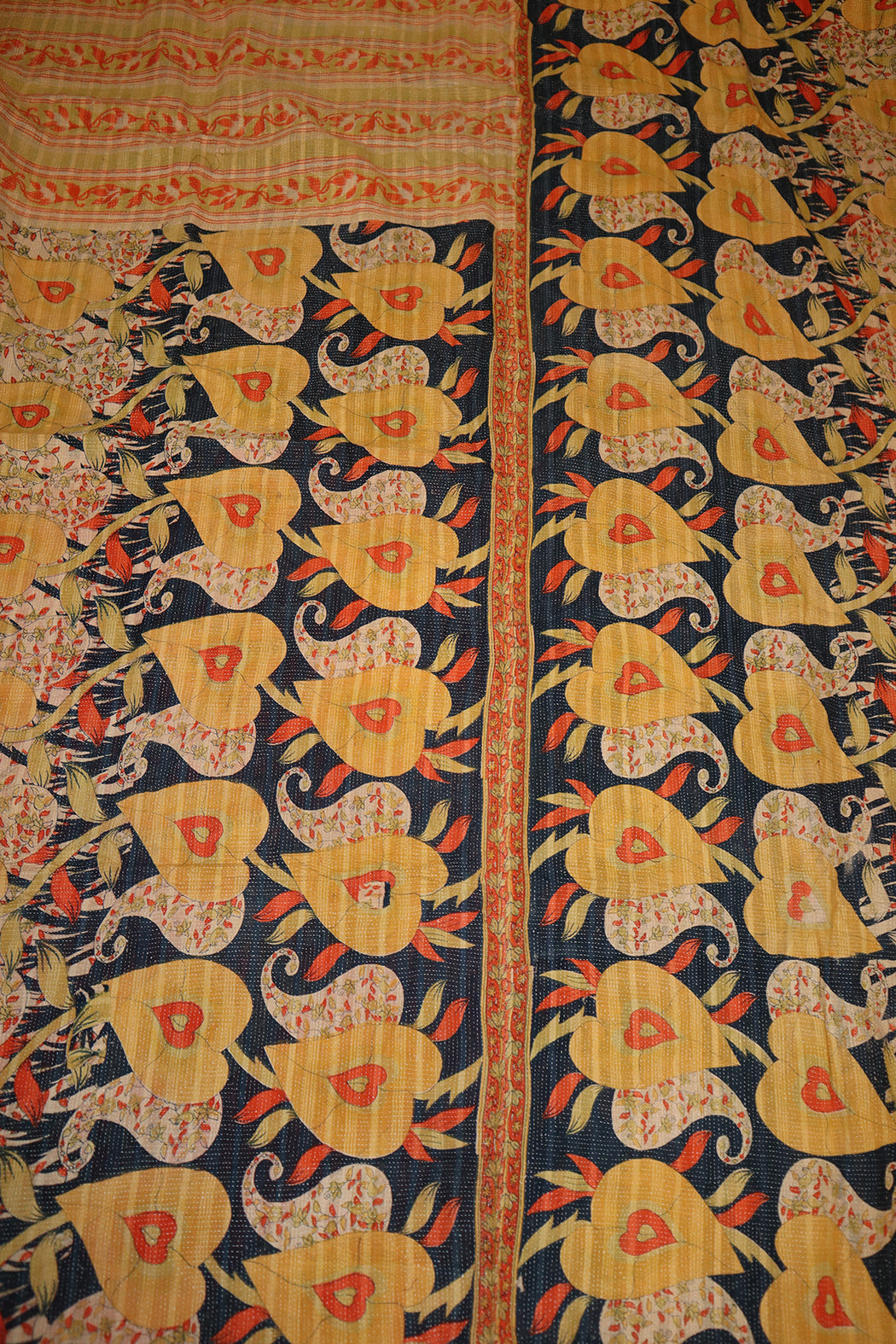 Kantha vintage tæppe ca 140x210 cm, bomuld