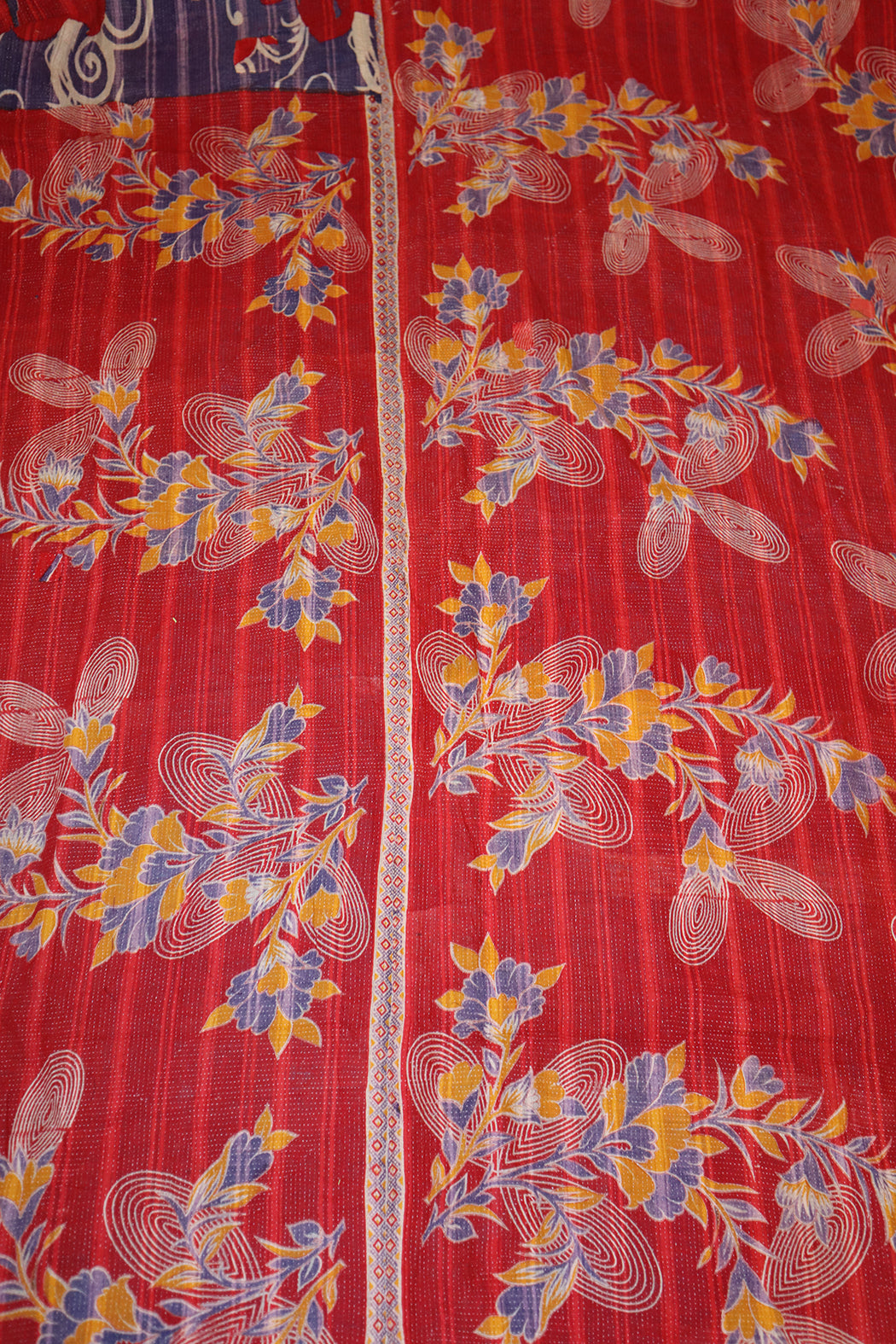 Kantha vintage tæppe ca 140x210 cm, bomuld