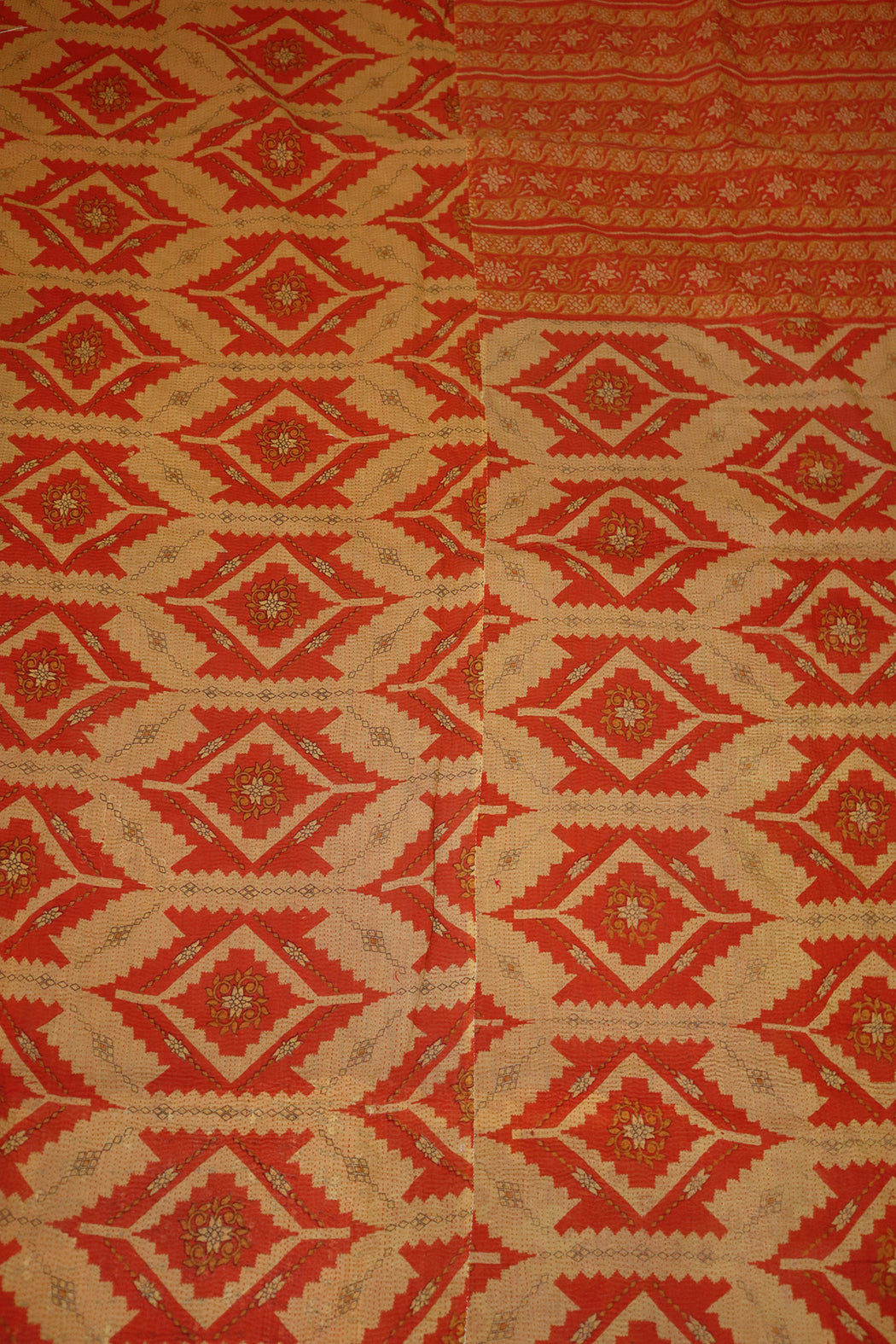 Kantha vintage tæppe ca 140x210 cm, bomuld