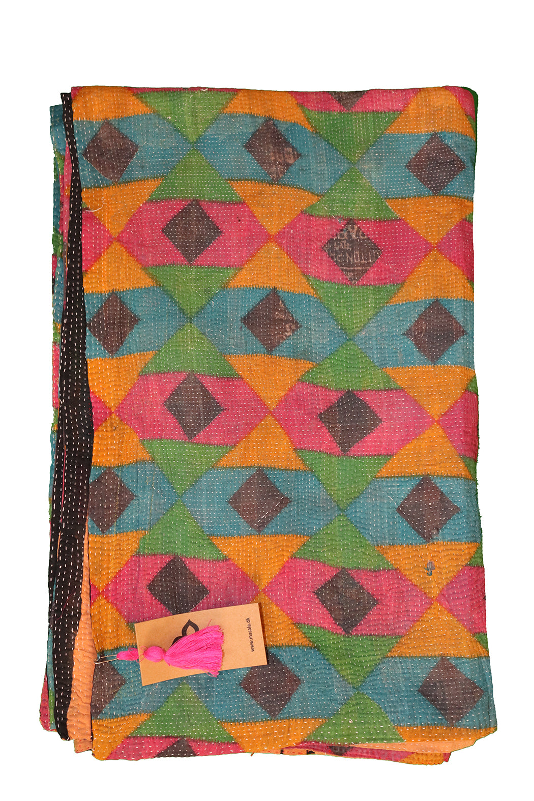 Kantha vintage tæppe ca 140x210 cm, bomuld