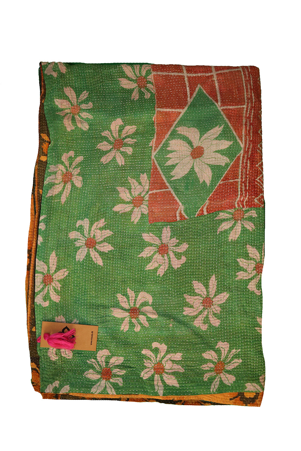 Recycled kantha vintage tæppe ca 140x210 cm, bomuld