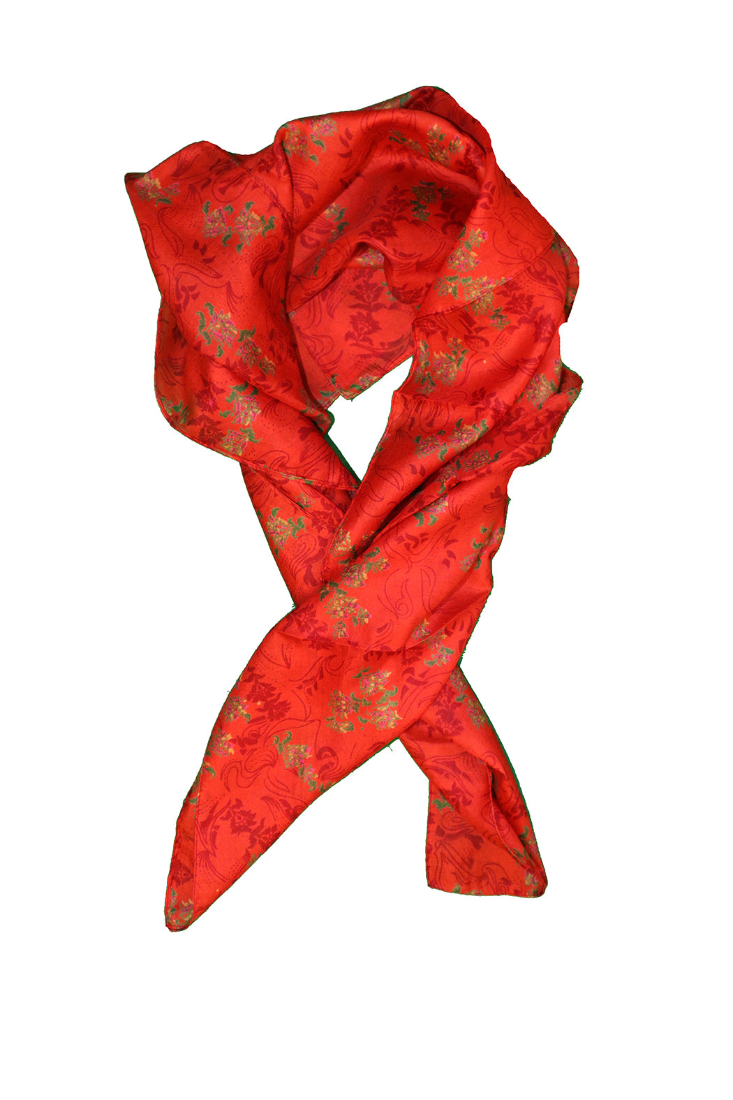 Sari vintage tørklæde 90x90 cm, silke, enkelt lag