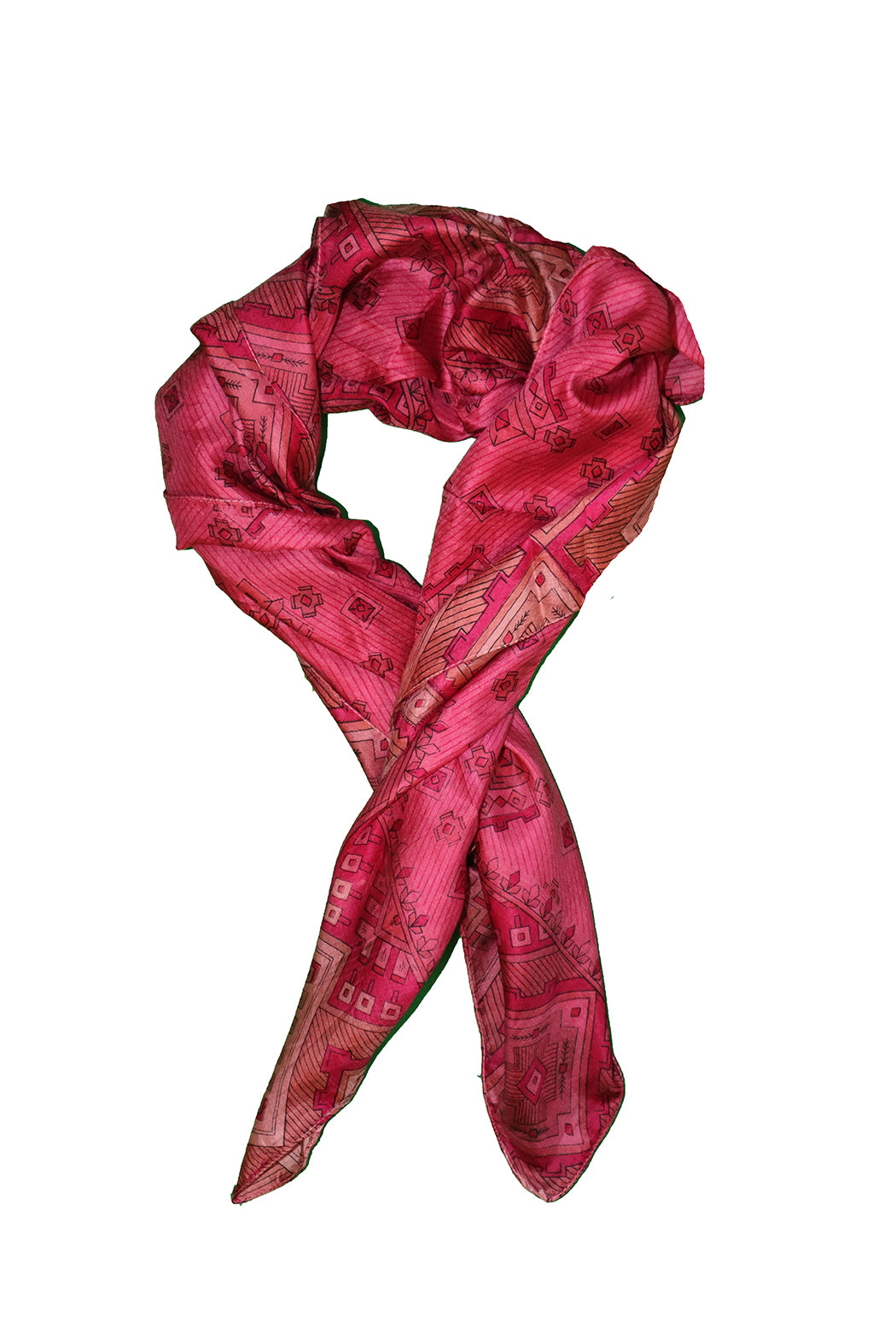 Sari vintage tørklæde 90x90 cm, silke, enkelt lag