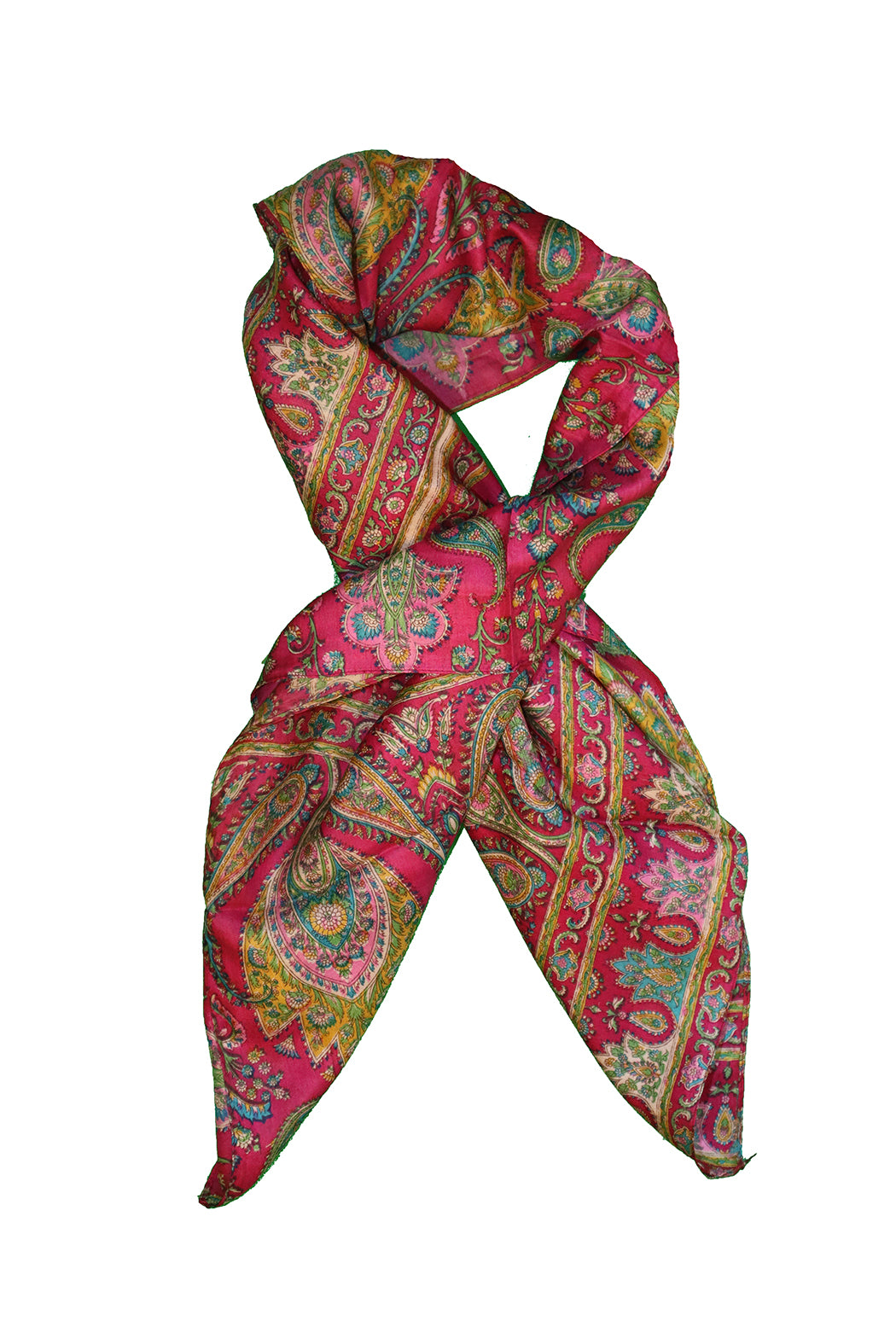 Sari vintage tørklæde 90x90 cm, silke, enkelt lag