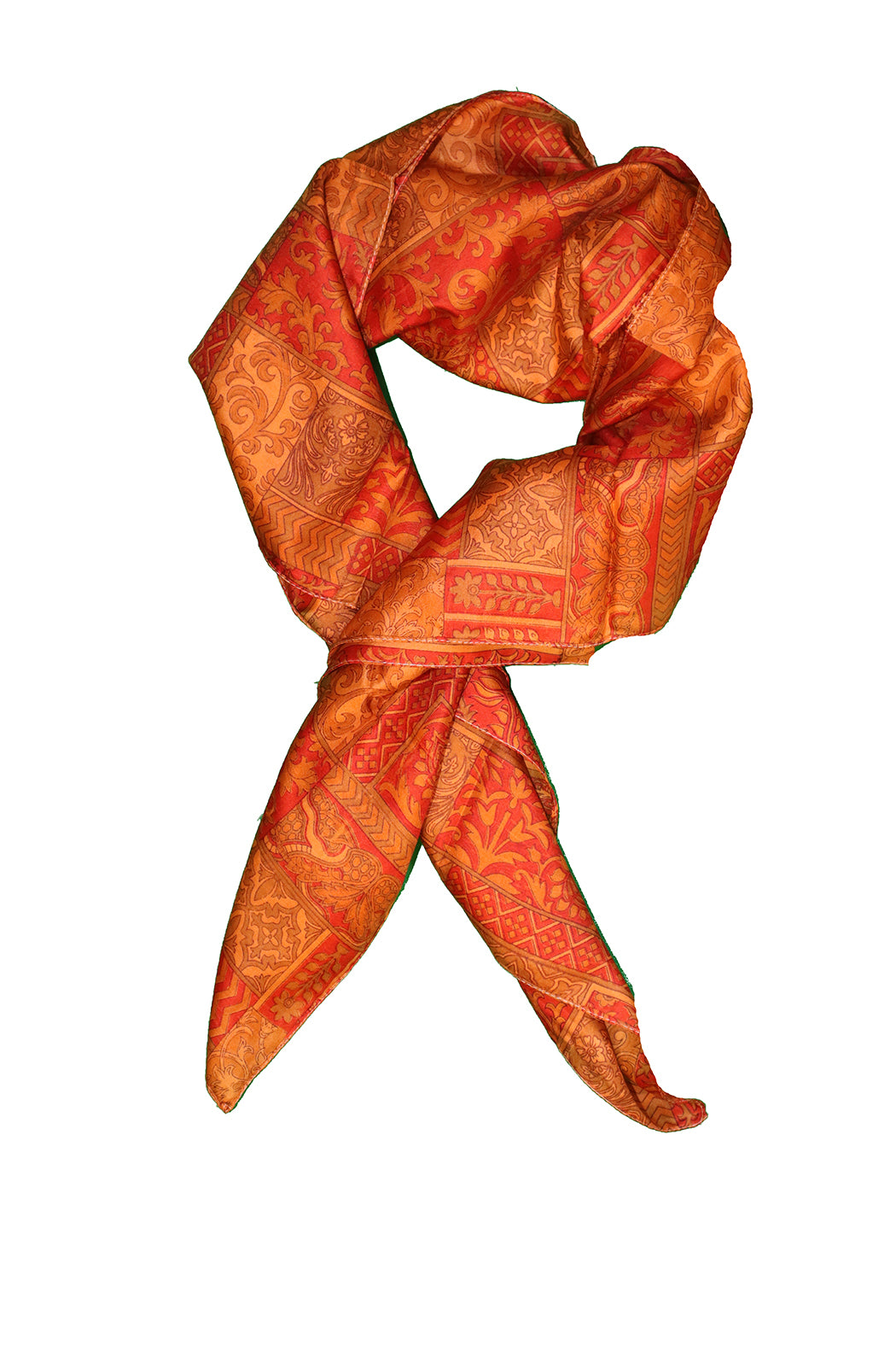 Sari vintage tørklæde 90x90 cm, silke, enkelt lag