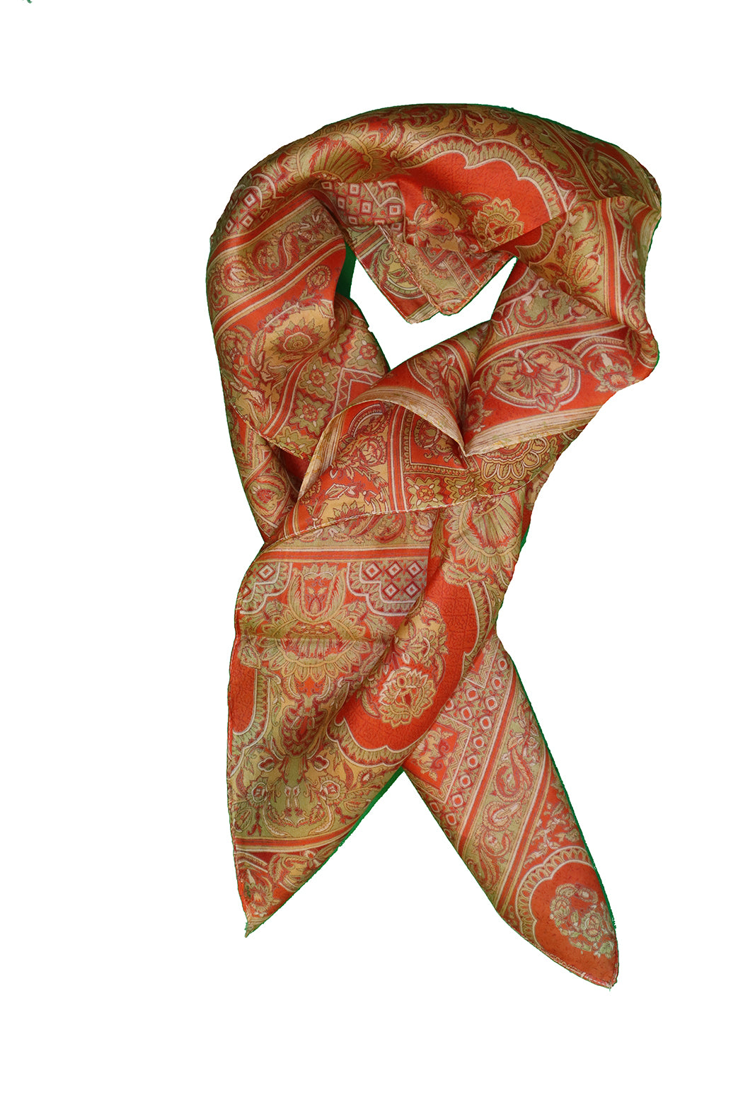 Sari vintage tørklæde 90x90 cm, silke, enkelt lag