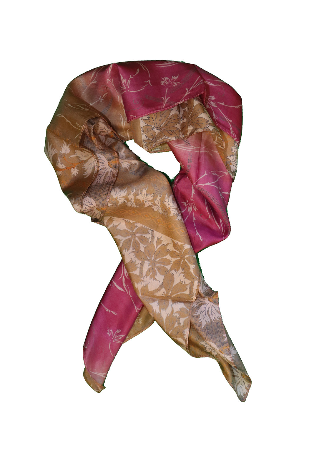 Sari vintage tørklæde 90x90 cm, silke, enkelt lag