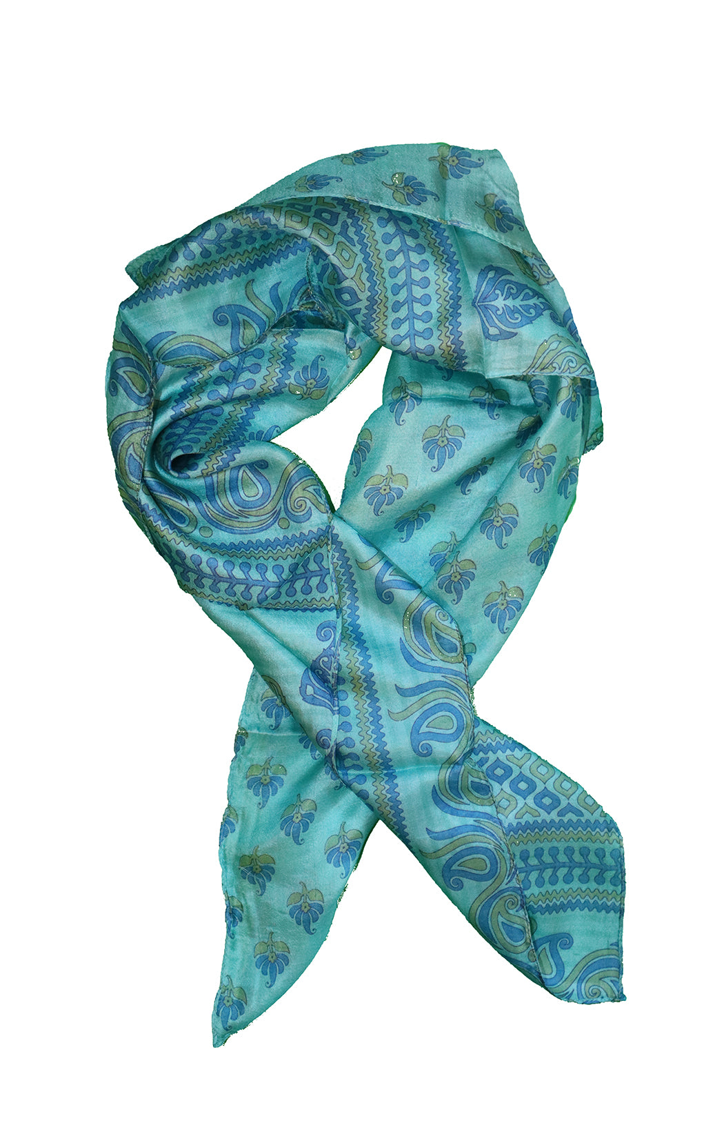 Sari vintage tørklæde 90x90 cm, silke, enkelt lag