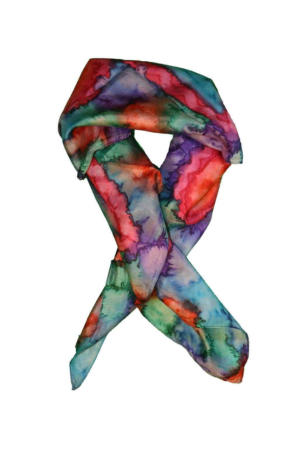 Sari vintage tørklæde 90x90 cm, silke, enkelt lag