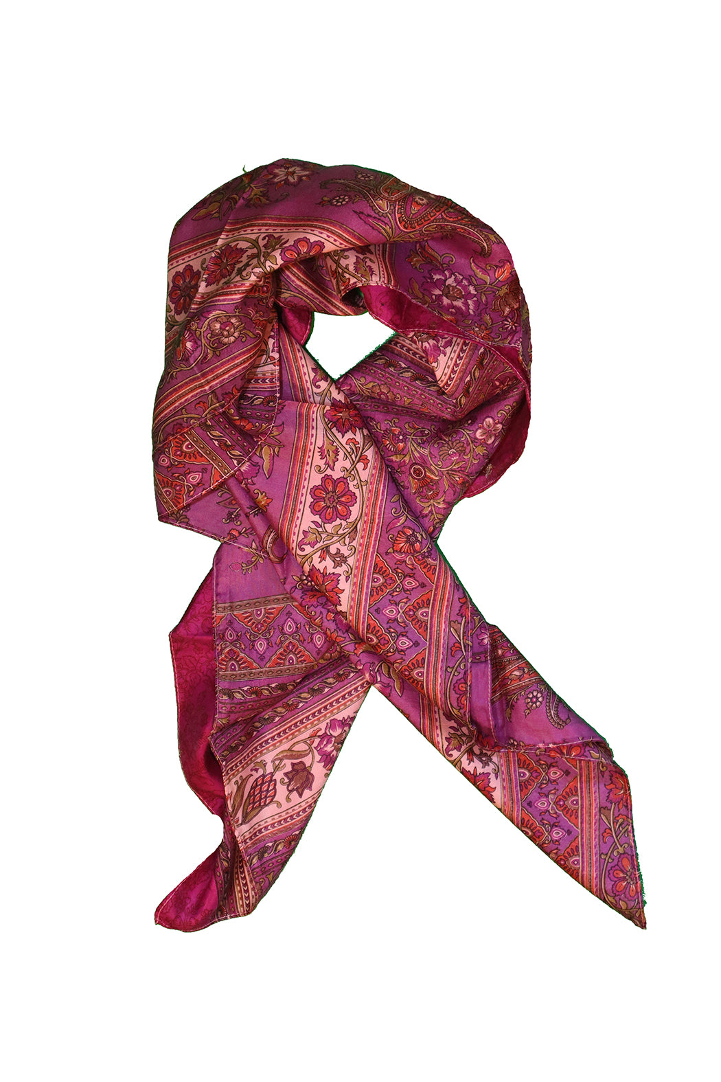 Sari vintage tørklæde 90x90 cm, silke, enkelt lag