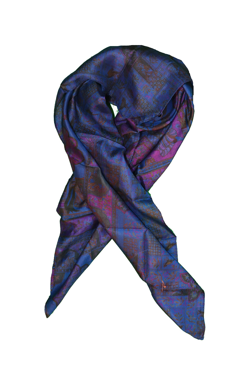 Sari vintage tørklæde 90x90 cm, silke, enkelt lag