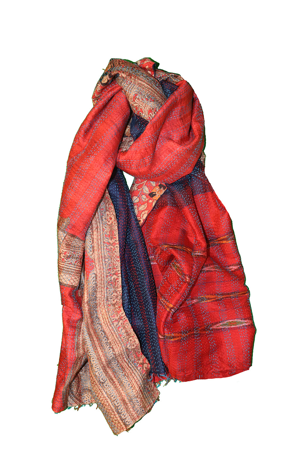 Sari-Kantha-Seidenschal 85*190 cm