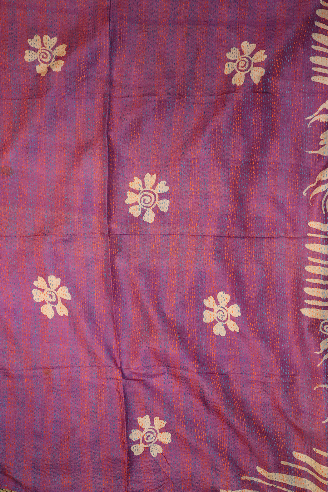 Sari-Kantha-Seidenschal 85*190 cm