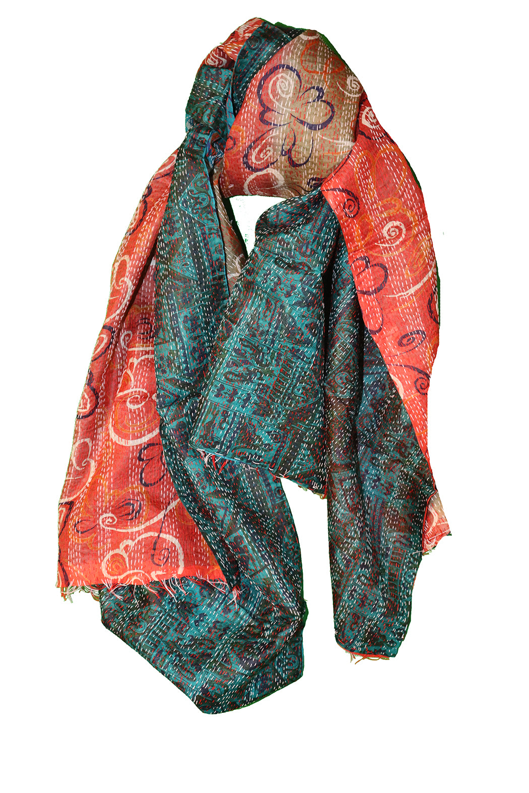 Sari-Kantha-Seidenschal 85*190 cm