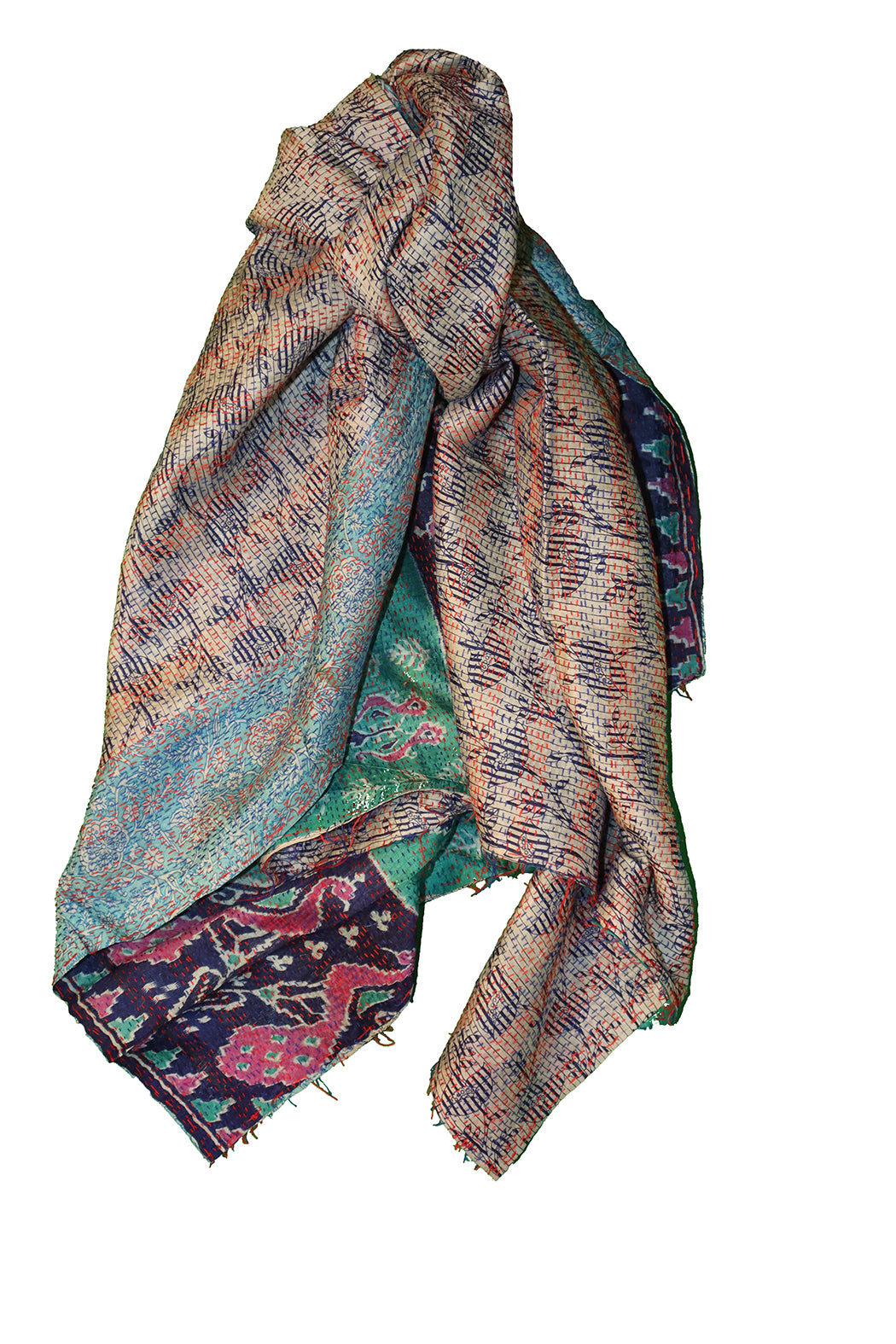 Sari-Kantha-Seidenschal 85*190 cm