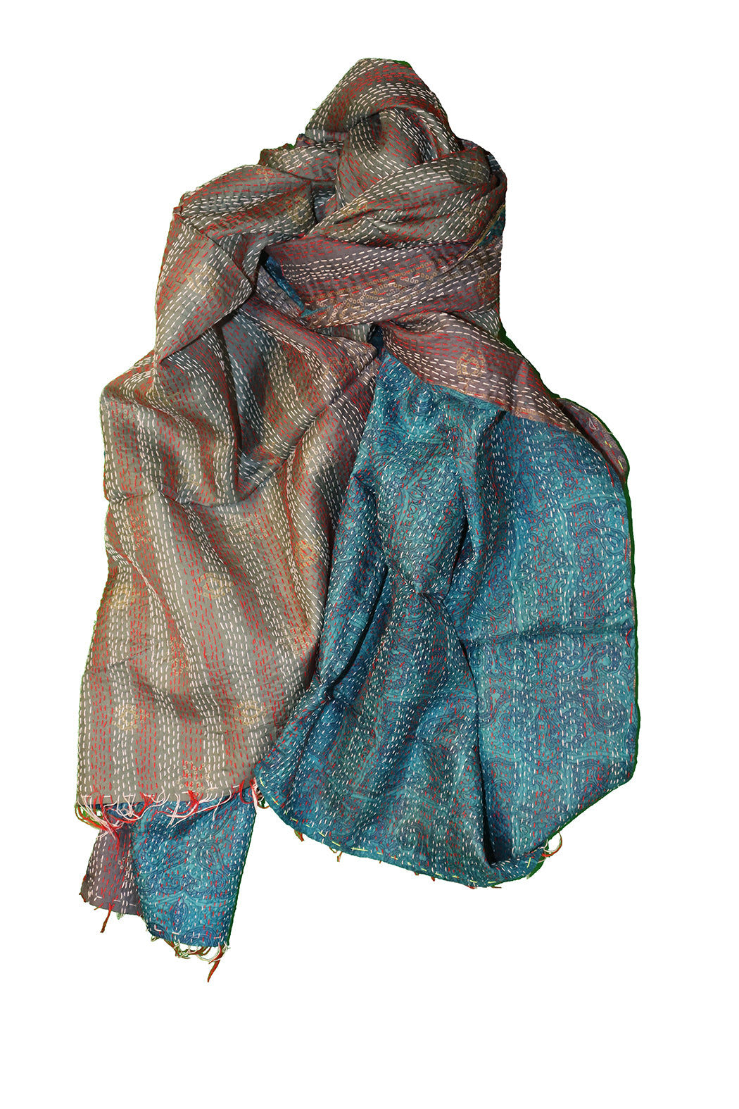 Sari-Kantha-Seidenschal 85*190 cm