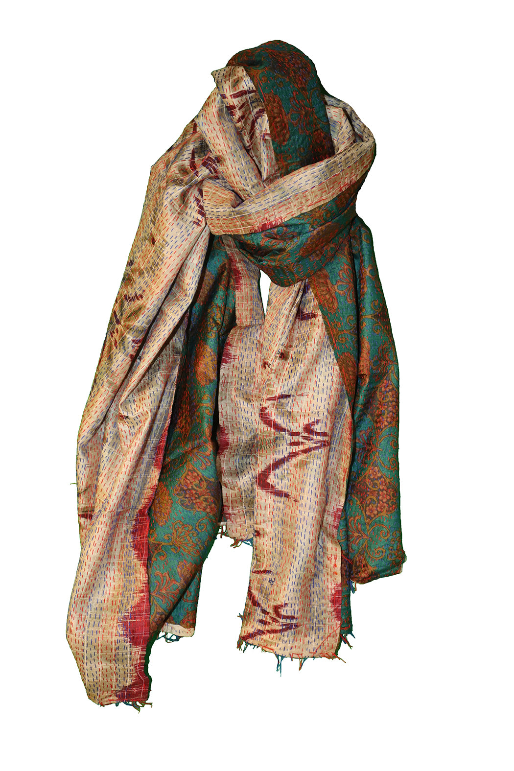 Sari-Kantha-Seidenschal 85*190 cm