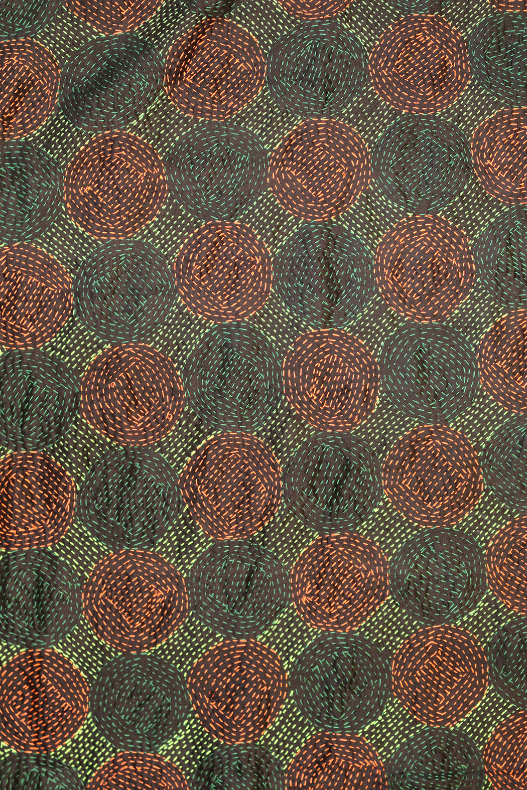 Kantha Vintage-Schal 40x190 cm, Seide, rundes Kantha