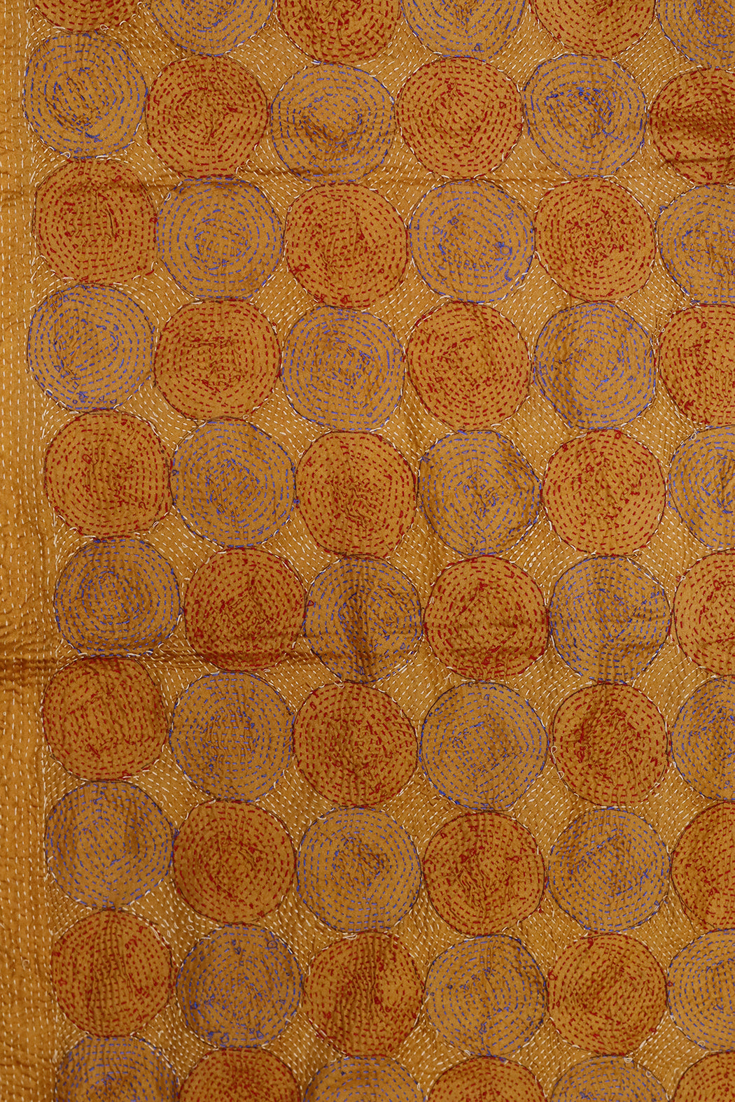 Kantha vintage scarf 40x190 cm, silk, round kantha