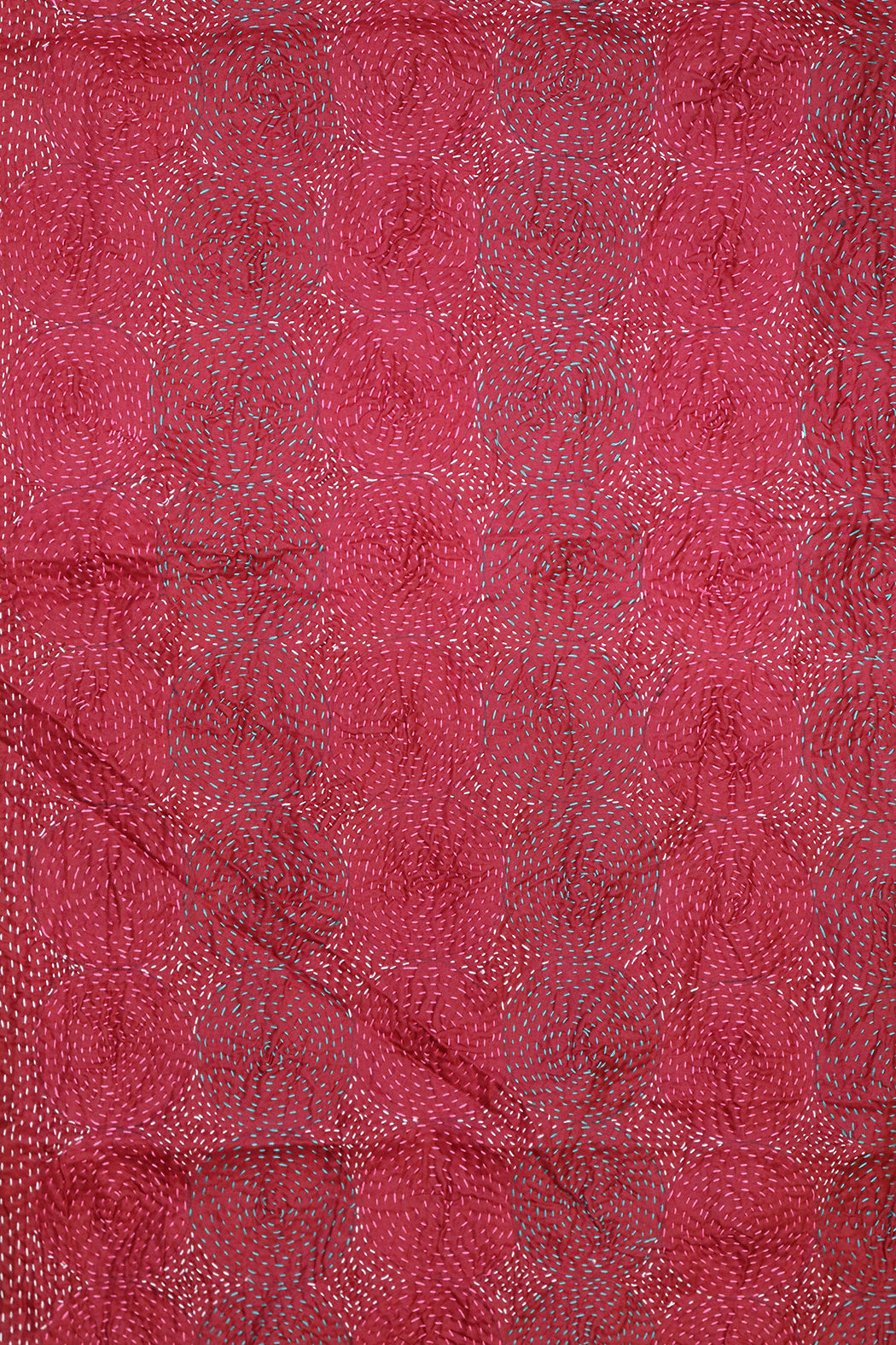 Kantha vintage scarf 40x190 cm, silk, round kantha