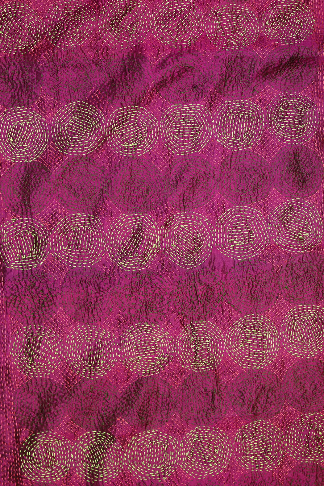 Kantha Vintage-Schal 40x190 cm, Seide, rundes Kantha