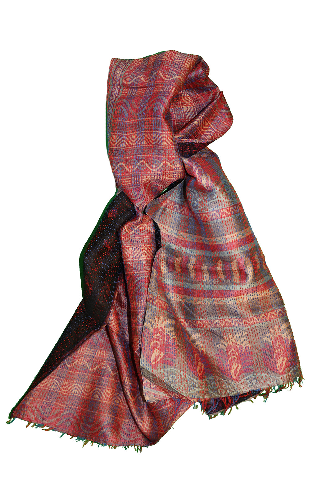 Sari kantha silk scarf 40*190 cm