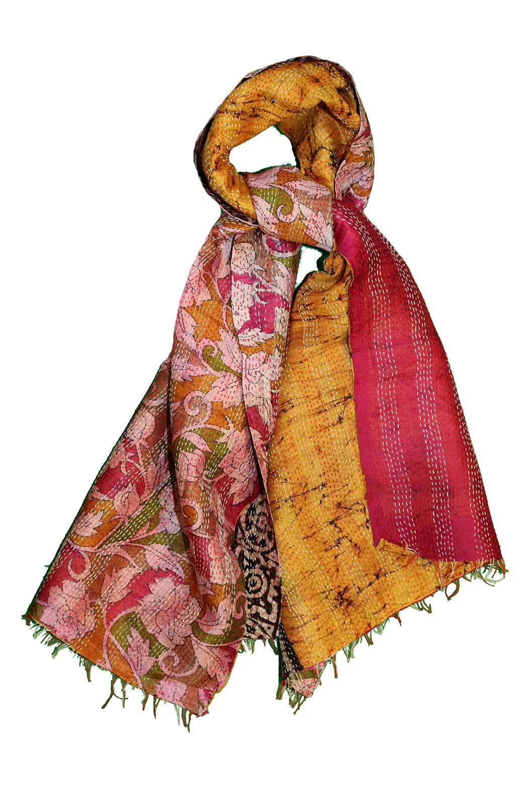 Sari-Kantha-Seidenschal 40*190 cm