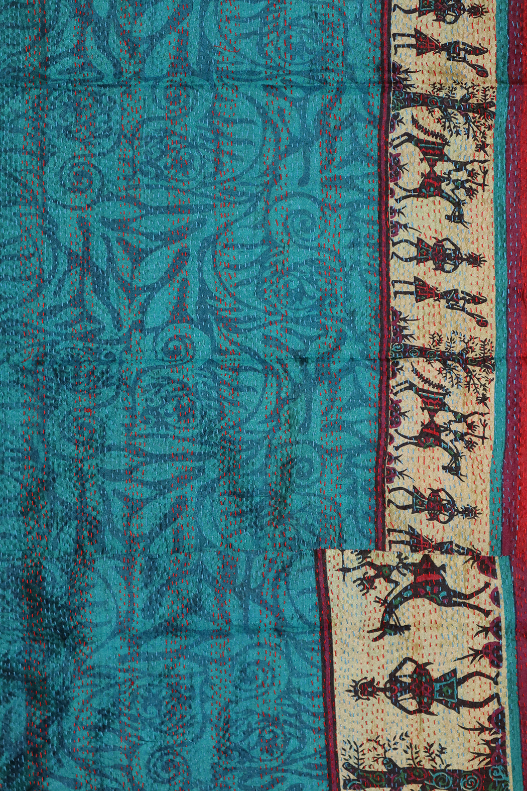 Sari-Kantha-Seidenschal 40*190 cm