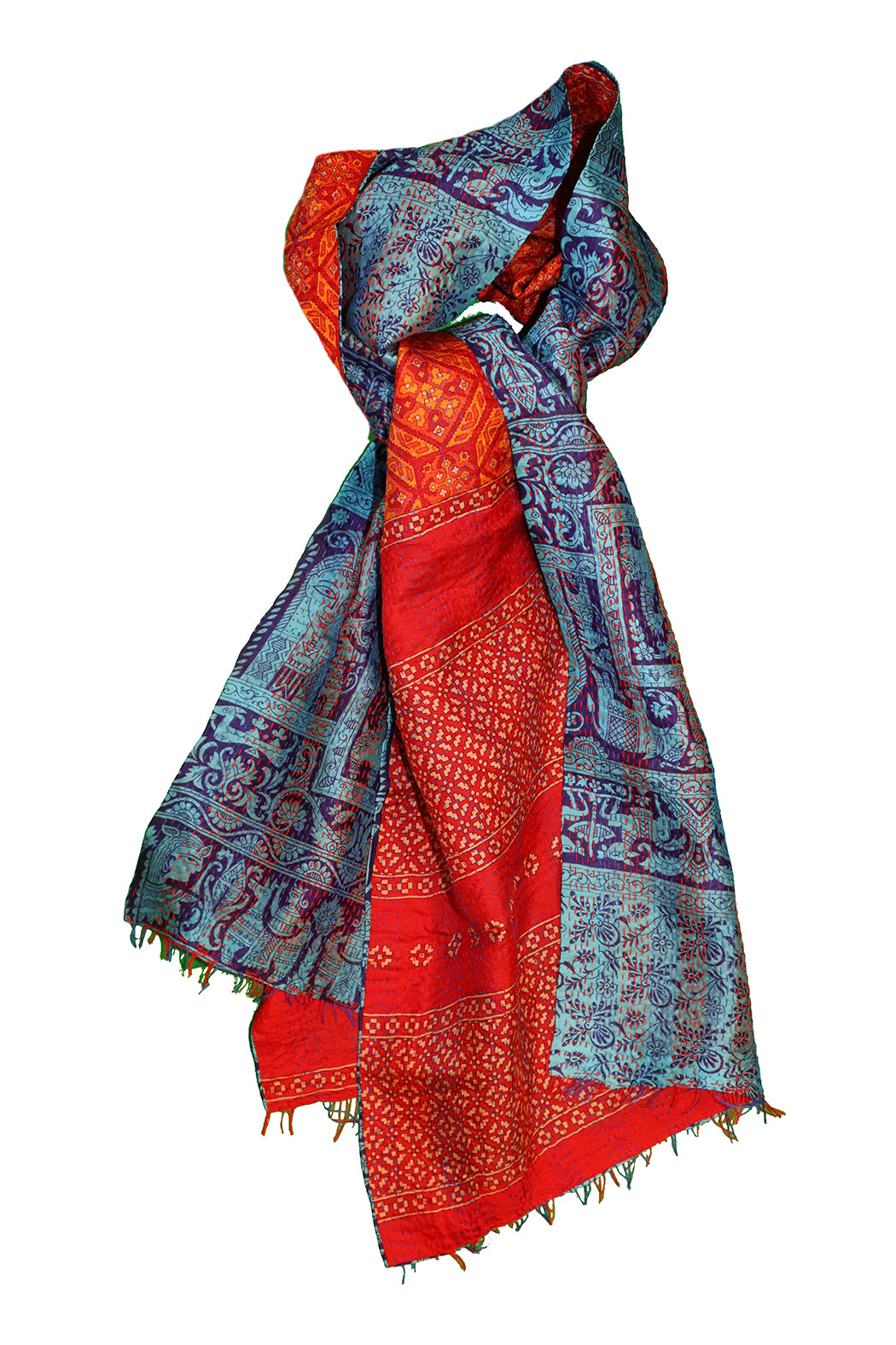 Sari-Kantha-Seidenschal 40*190 cm