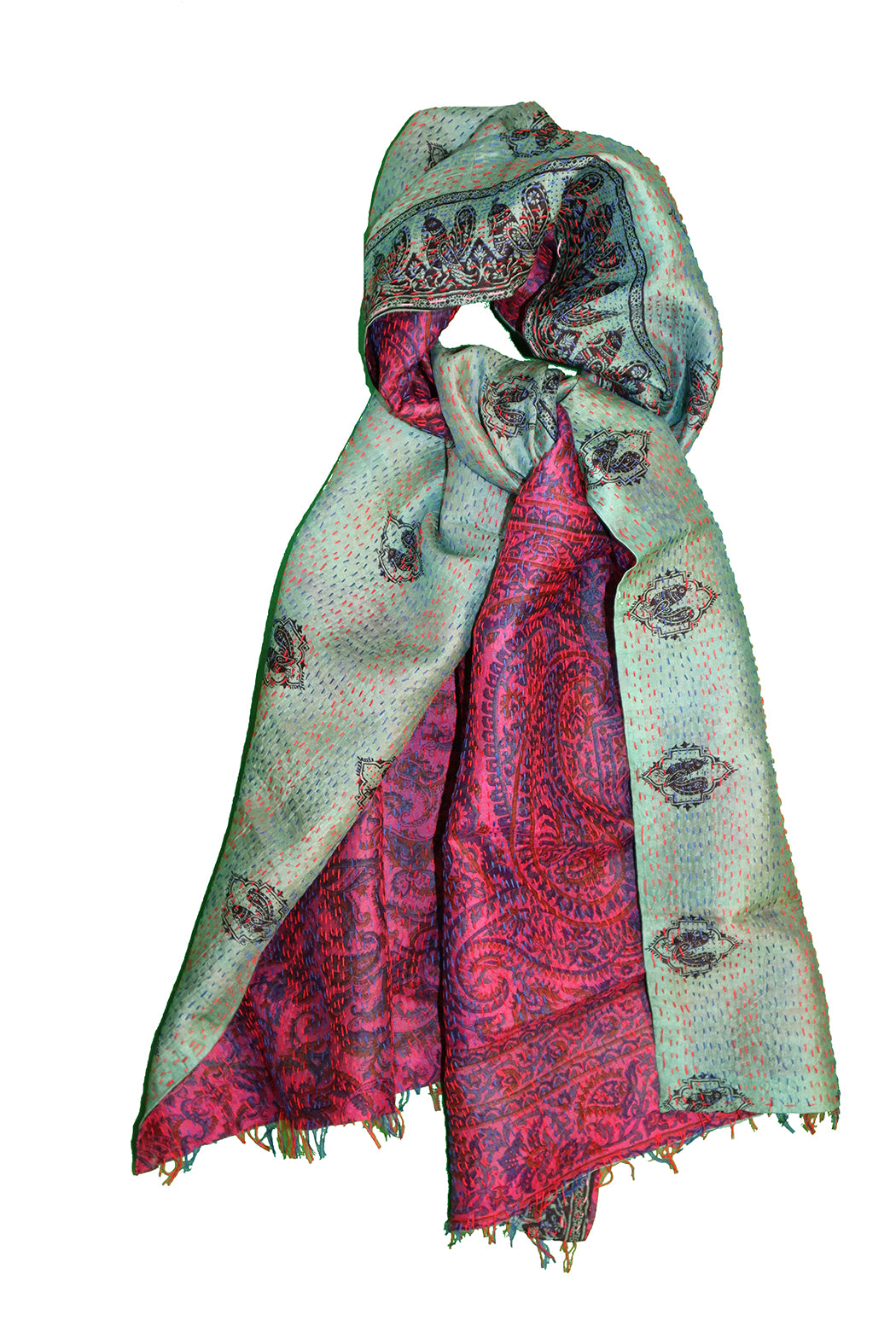 Sari-Kantha-Seidenschal 40*190 cm
