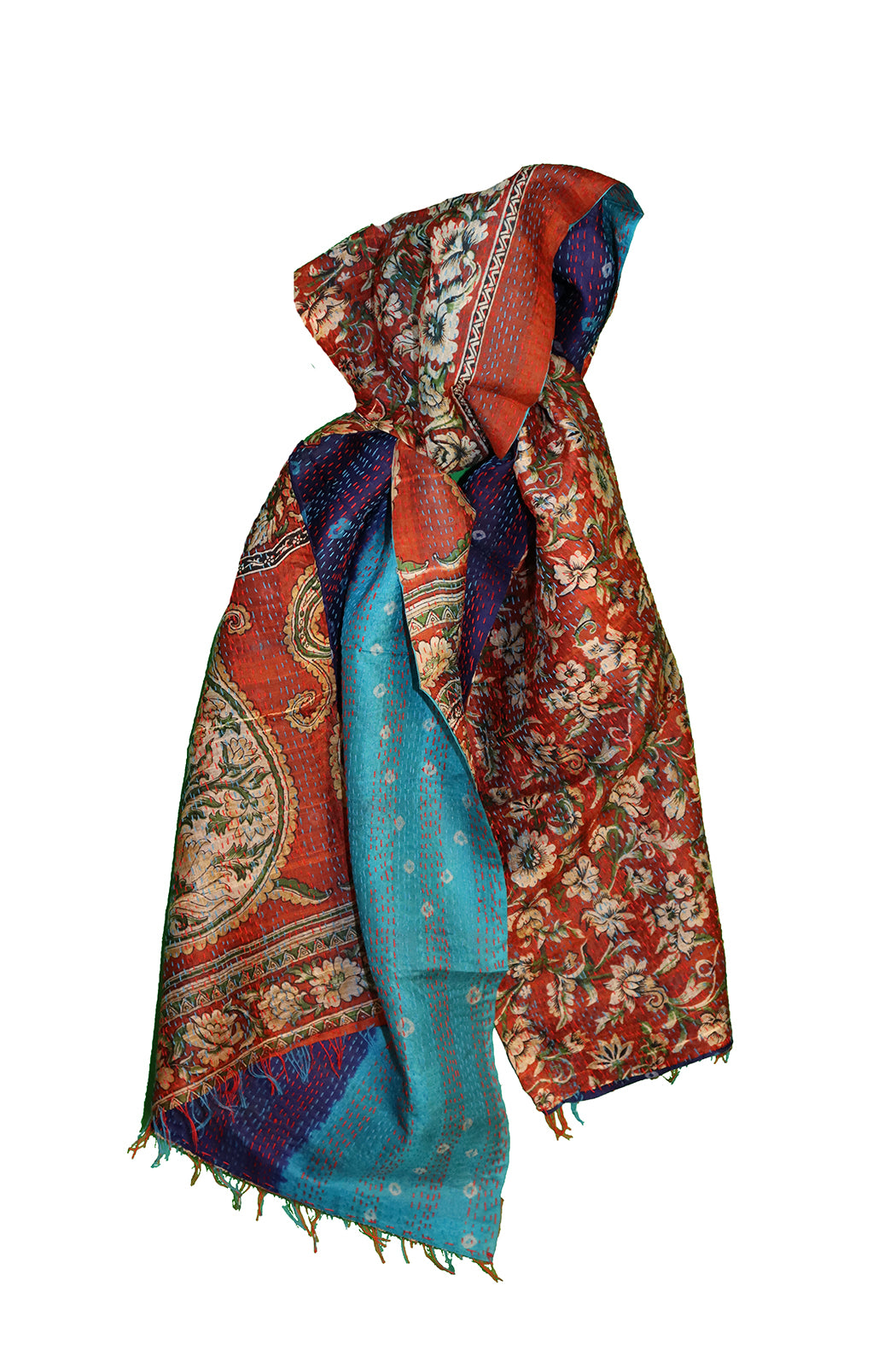 Sari-Kantha-Seidenschal 40*190 cm
