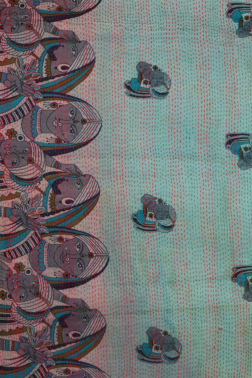 Sari-Kantha-Seidenschal 40*190 cm