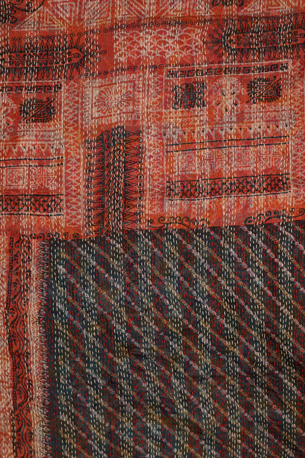 Sari-Kantha-Seidenschal 40*190 cm