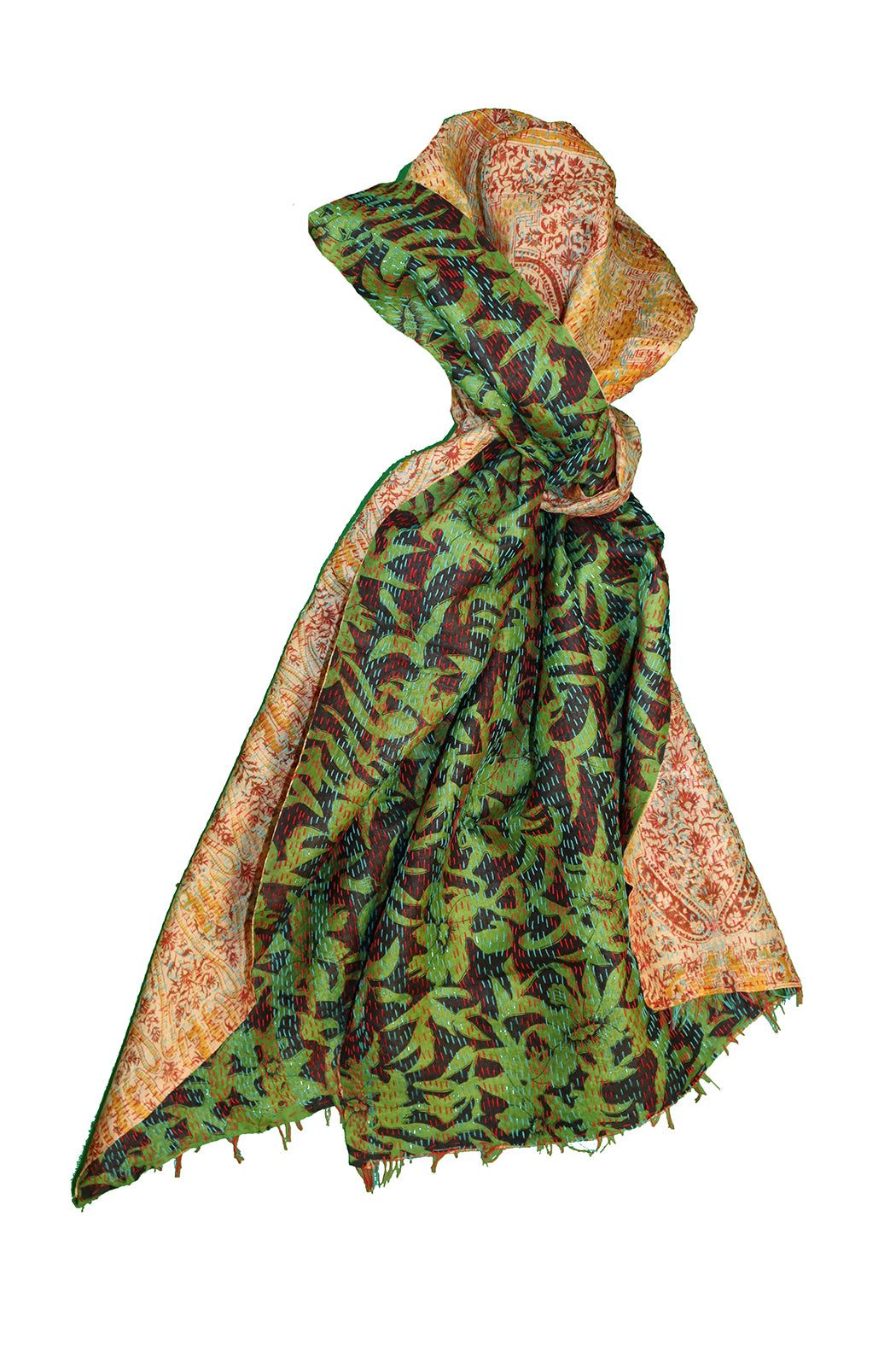Sari kantha silk scarf 40*190 cm