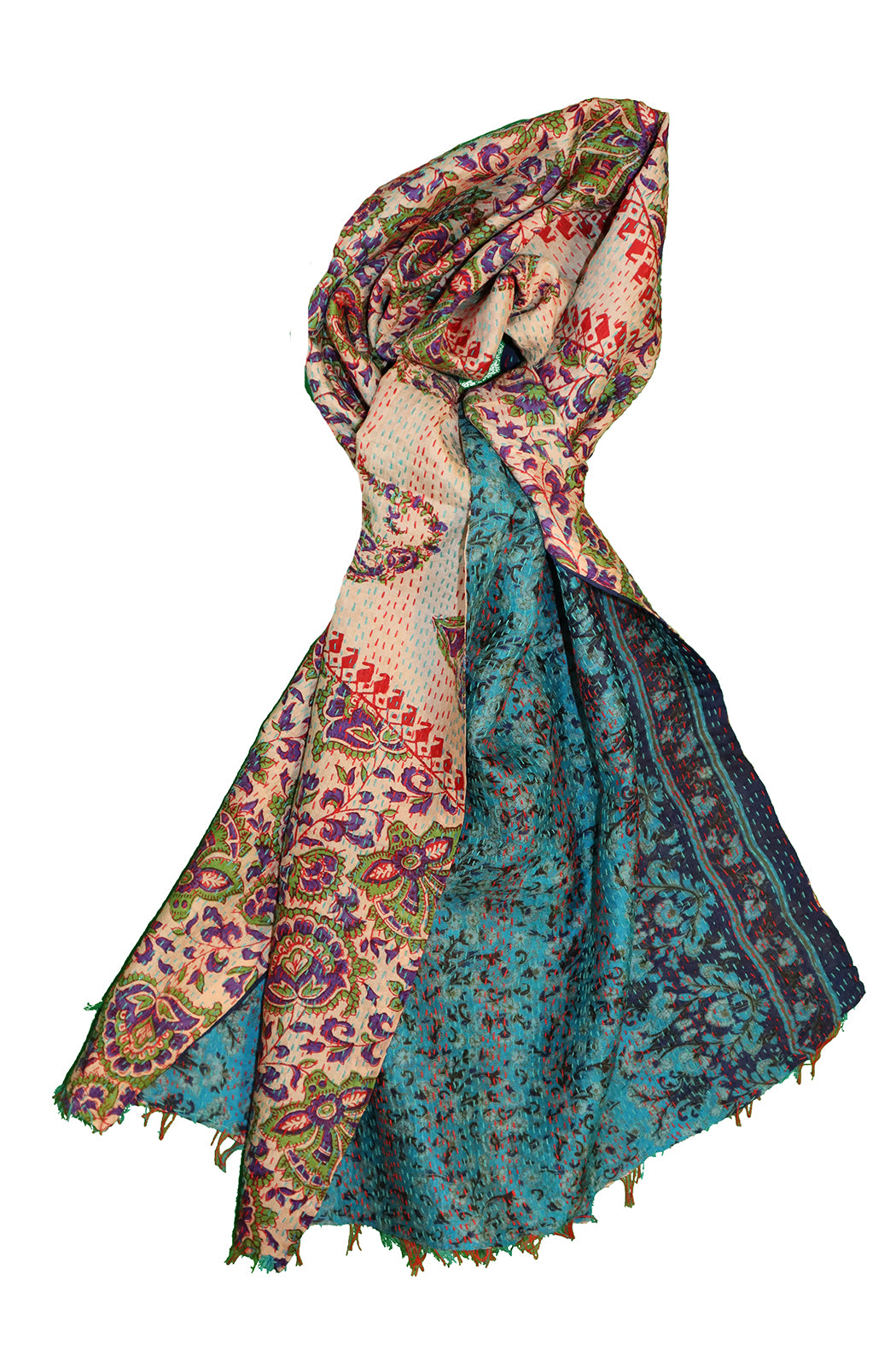 Sari-Kantha-Seidenschal 40*190 cm