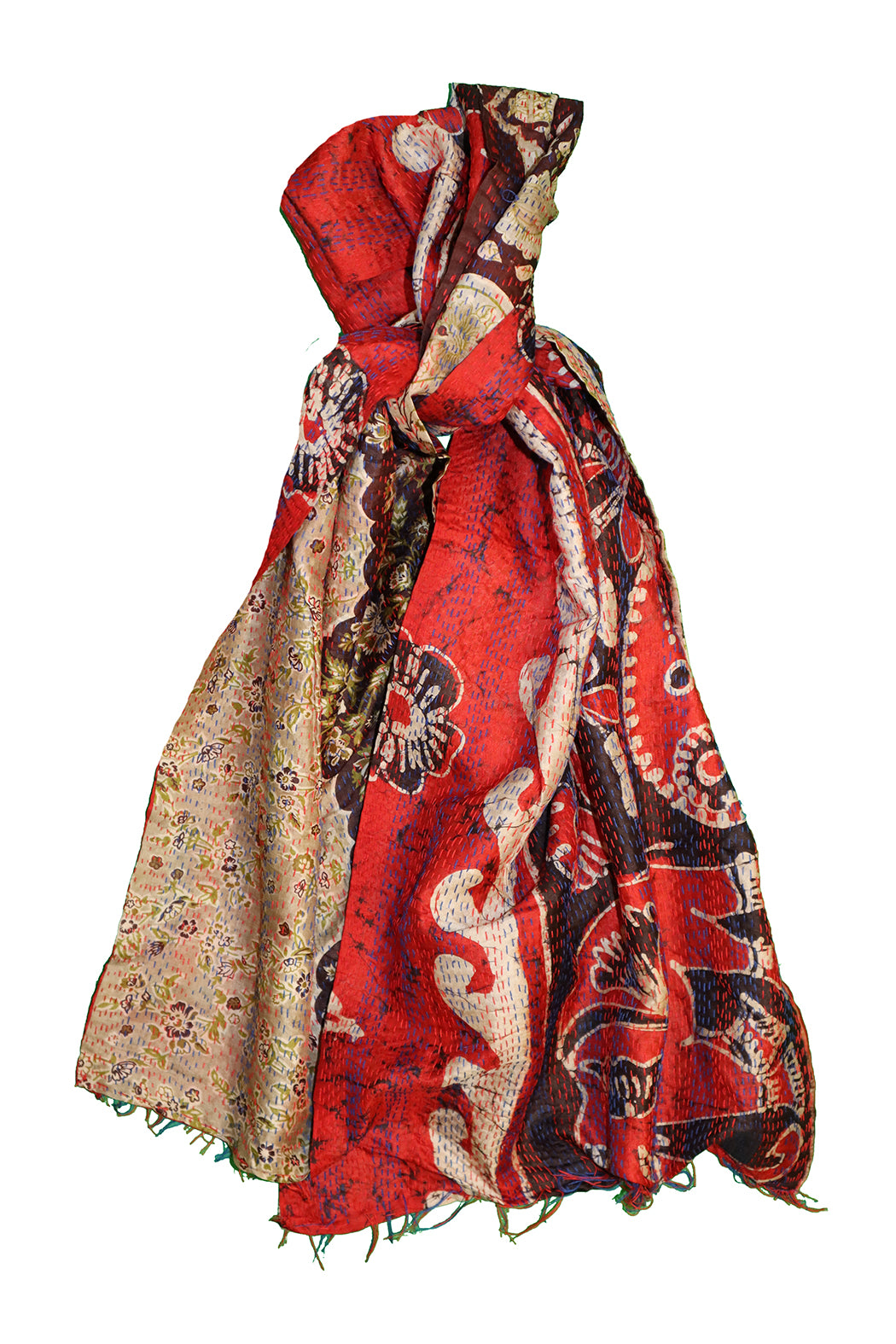 Sari kantha silk scarf 40*190 cm