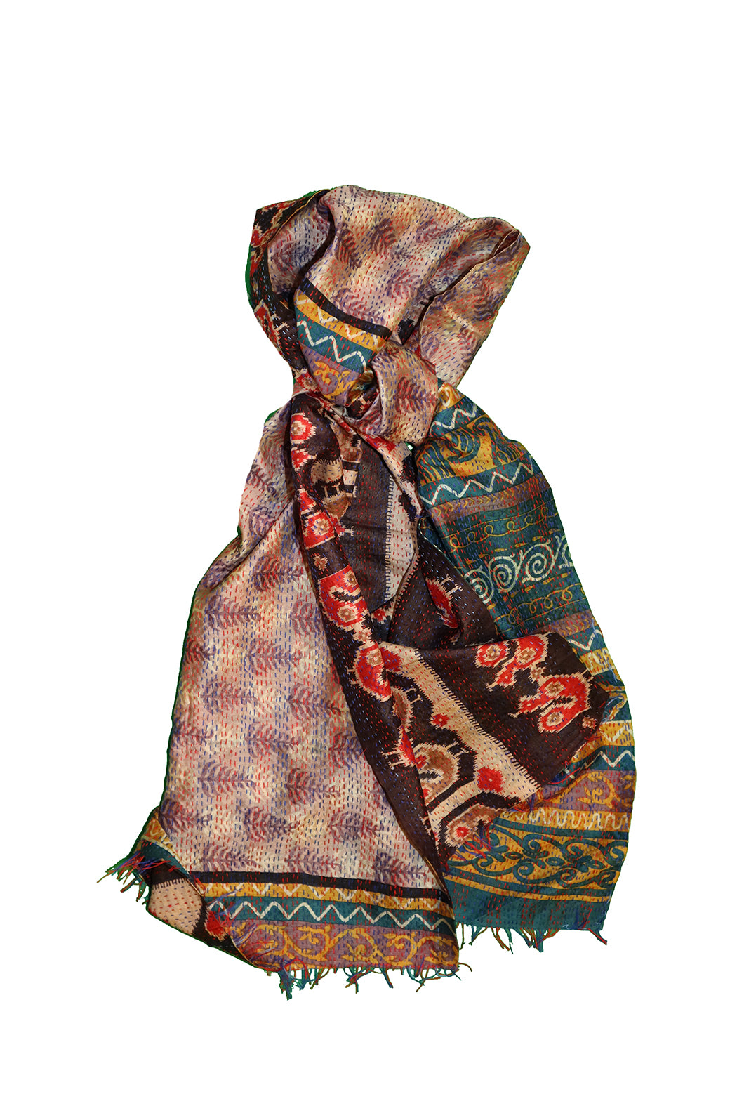 Sari kantha silk scarf 40*190 cm