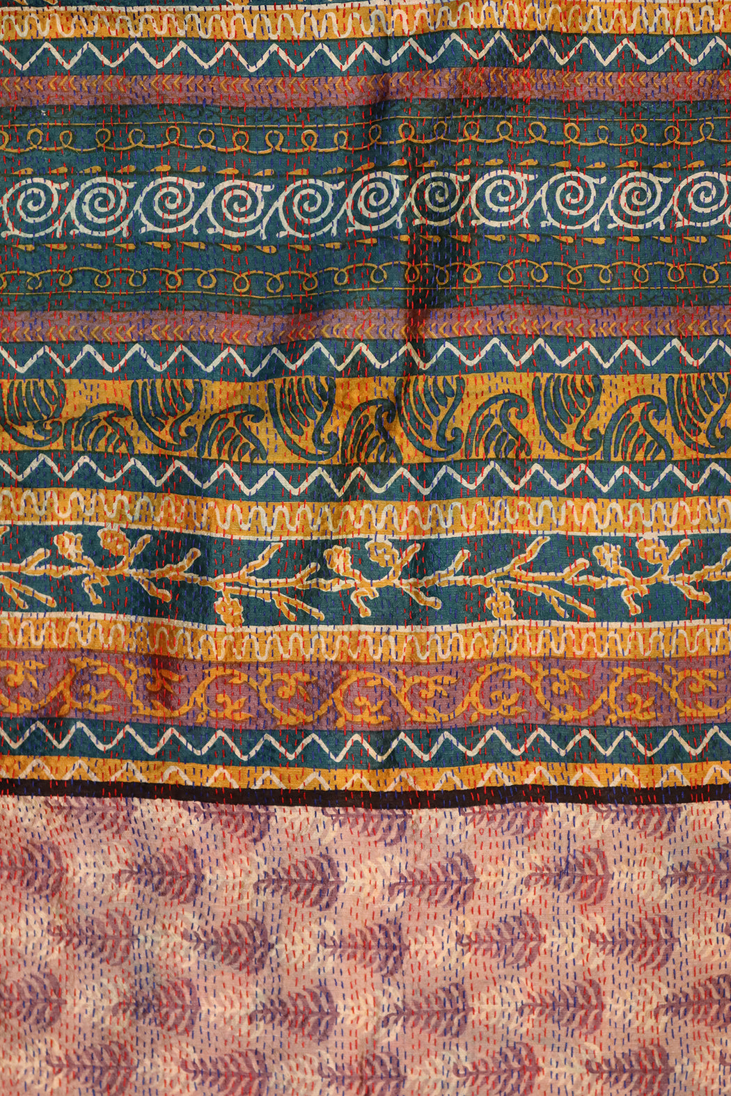 Sari kantha silk scarf 40*190 cm