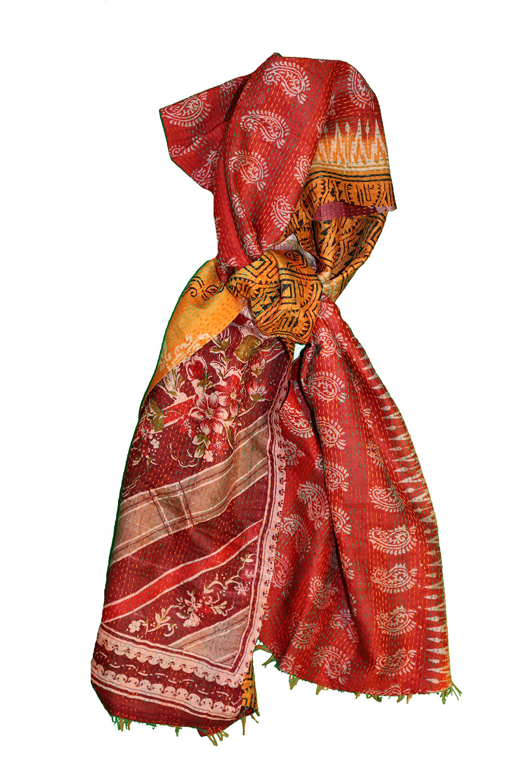 Sari-Kantha-Seidenschal 40*190 cm