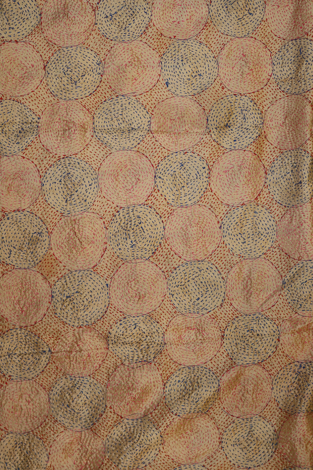Kantha vintage scarf 85x190 cm, silk, round kantha