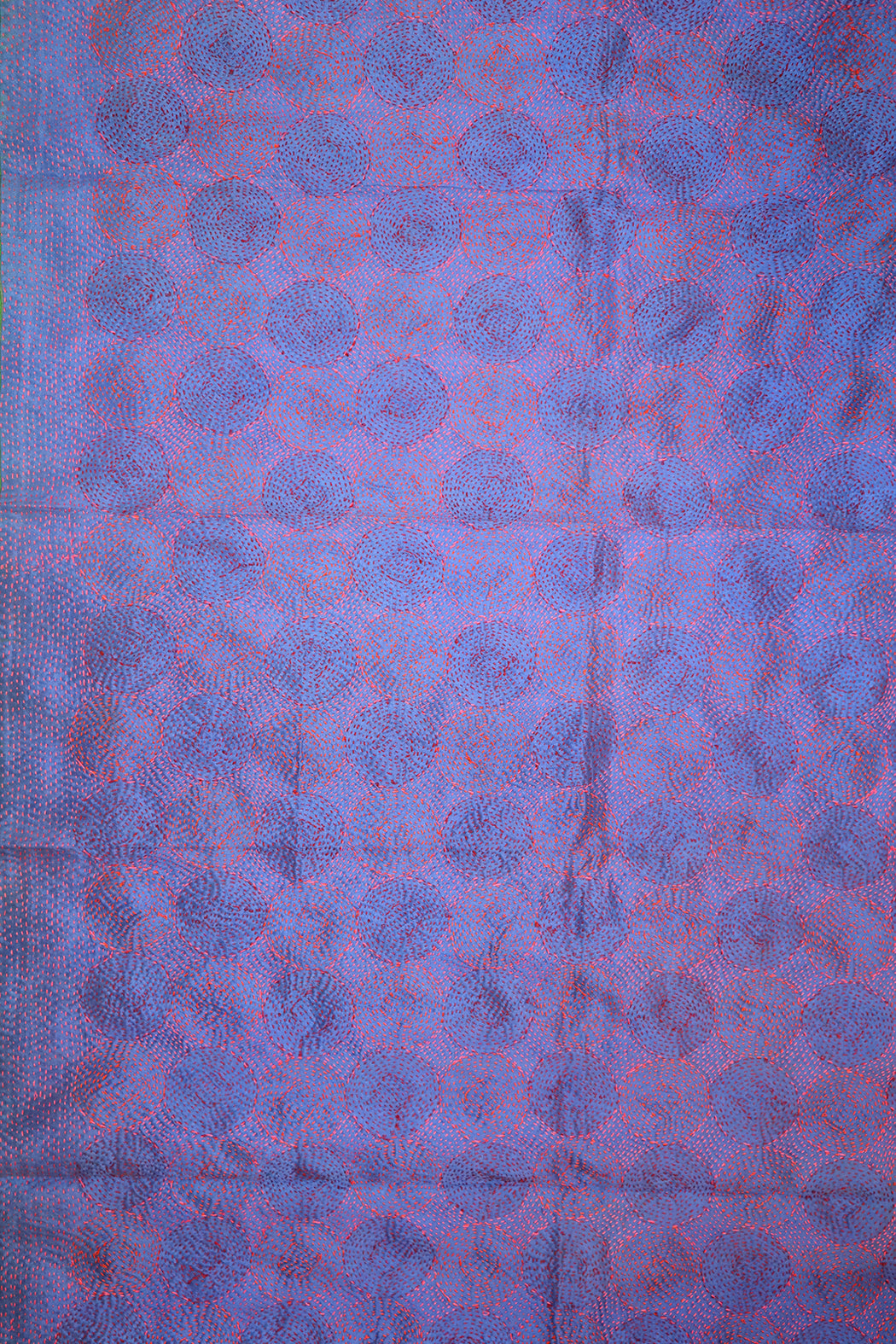 Kantha-Vintage-Schal 85x190 cm, Seide, rundes Kantha