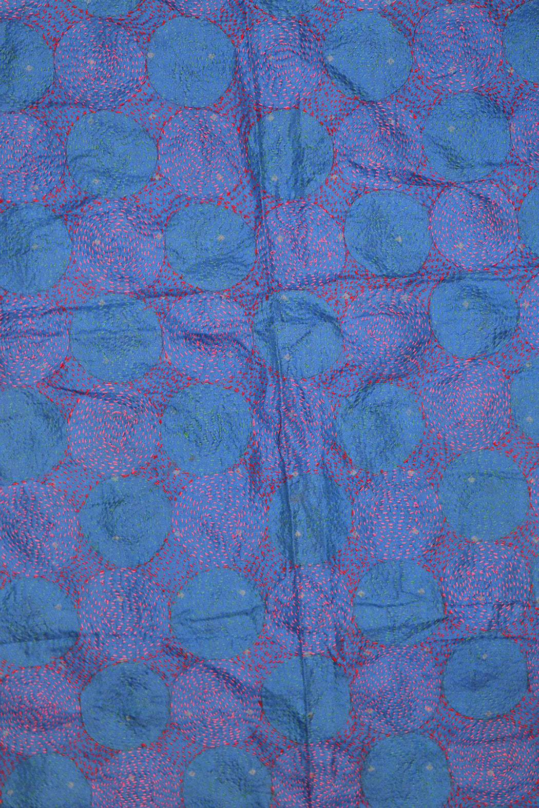 Kantha vintage scarf 85x190 cm, silk, round kantha