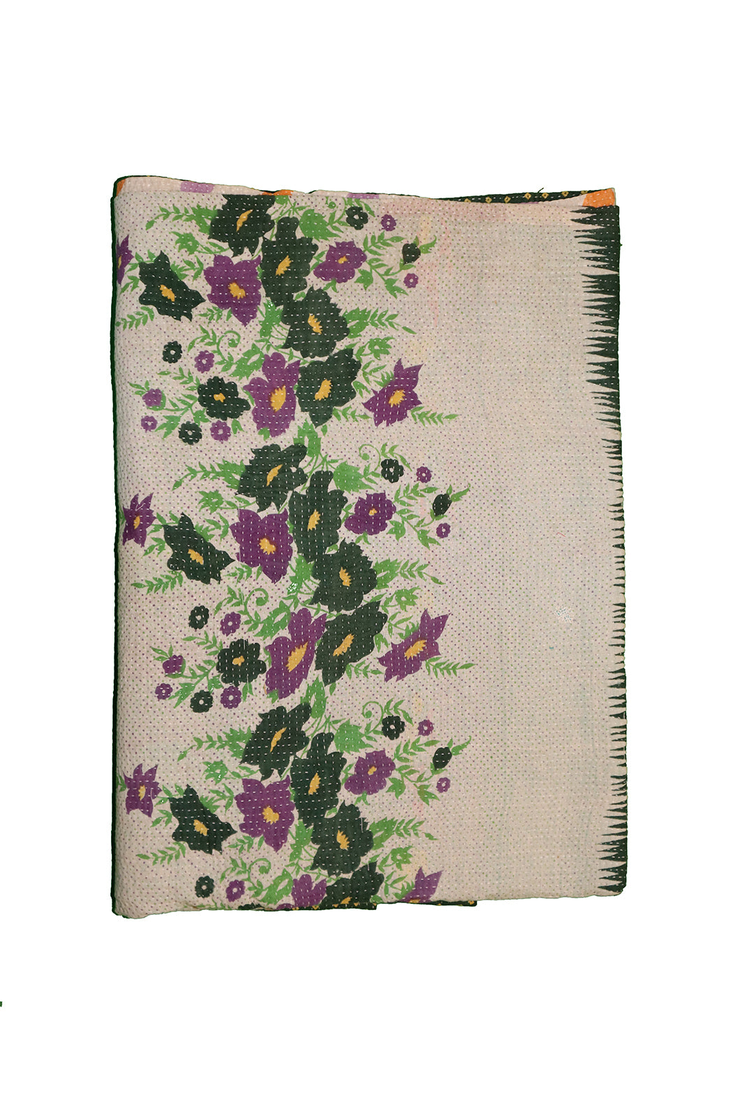 Recycled kantha vintage tæppe ca 140x210 cm, bomuld
