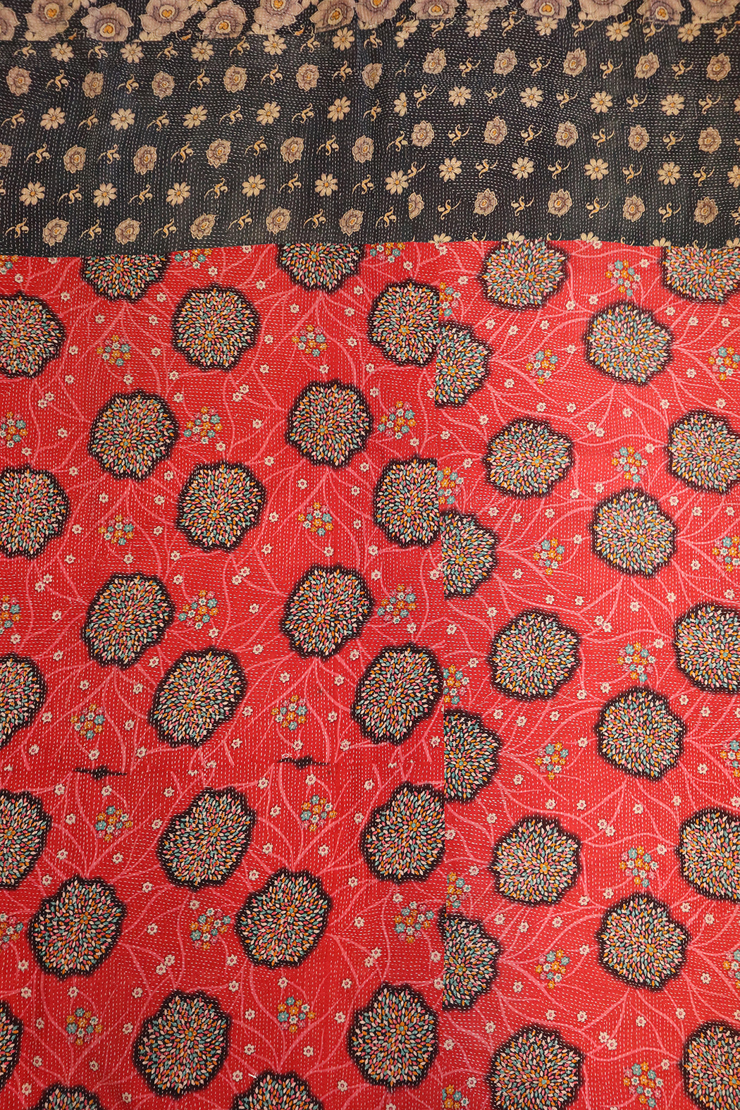 Recycled kantha vintage tæppe ca 140x210 cm, bomuld